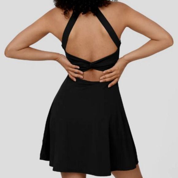 Halara Womens Sz XL Black Play It My Way 2-in-1 Mini Twist Back Activewear Dress - Picture 2 of 8